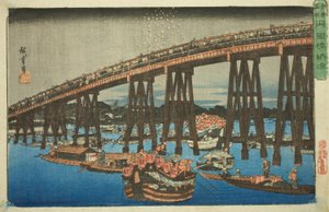 Afkoelen bij de Ryogoku-brug (Ryogokubashi noryo), uit de serie "Beroemde plaatsen in Edo (Koto meisho)"