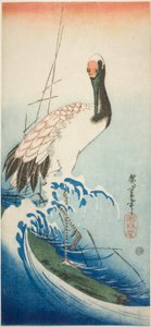 Kraanvogel en golven door Utagawa Hiroshige