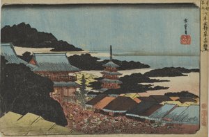 "Menigte op de eindejaarsmarkt bij de Sensōji-tempel" uit de serie "Beroemde plekken van de oostelijke hoofdstad" door Utagawa Hiroshige
