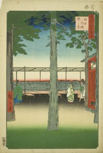 Dageraad bij Kanda Myojin-schrijn (Kanda Myojin akebono no kei), uit de serie "Honderd beroemde uitzichten van Edo (Meisho Edo hyakkei)" door Utagawa Hiroshige