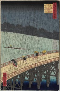 Verre Zicht op Atake in Avondregenbui Over de O_hashi Brug, juli 1857