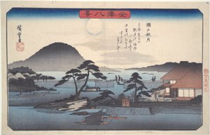 Acht uitzichten van Kanazawa #3: Herfstmaan bij Seto door Utagawa Hiroshige
