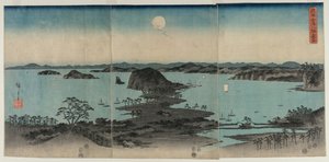 Acht uitzichten van Kanazawa bij nacht, 1857 door Utagawa Hiroshige