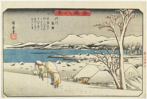 Avondsneeuw in Uchikawa, 1835-1836