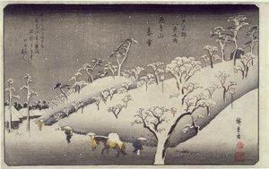 Avondsneeuw op de Asuka-berg, uit Acht Zichten van de Omgeving van Edo, ca. 1838