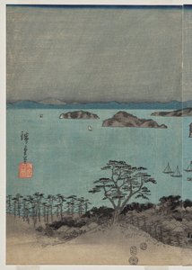 Avondzicht op de acht beroemde plaatsen bij Kanazawa onder volle maan in de provincie Musashi door Utagawa Hiroshige