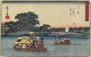 Veerboot bij Rokugo_, Kawasaki, 1841-1842