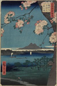 Bos van Suijin Heiligdom en Masaki aan de Sumida Rivier, Augustus 1856