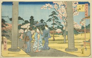Fukagawa Hachiman-schrijn, uit de serie "Beroemde plaatsen in Edo" door Utagawa Hiroshige