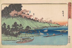 Volle Bloei Langs de Sumida Rivier door Utagawa Hiroshige