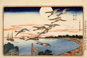 Volle Maan bij Takanawa, uit Beroemde Plaatsen in de Oostelijke Hoofdstad van Edo, ca. 1832