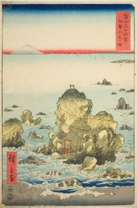 Futami-baai in de provincie Ise (Ise Futamigaura), uit de serie "Zesendertig Zichten op de berg Fuji (Fuji sanjurokkei)" door Utagawa Hiroshige