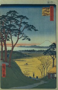 Theehuis van opa in Meguro, Honderd beroemde uitzichten van Edo, 1856-1858