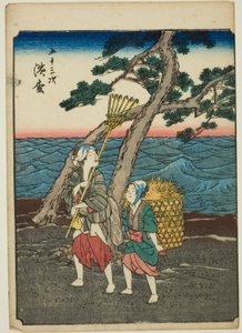 Hamamatsu, uit de serie "Drieënvijftig stations [van de Tokaido] (Gojusan tsugi)," ook bekend als de Figuren Tokaido (Jinbutsu Tokaido)