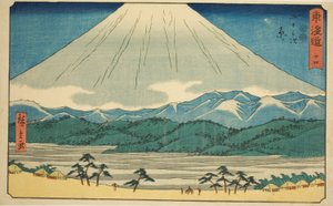 Hara—Nr. 14, uit de serie "Drieënvijftig Stations van de Tokaido (Tokaido gojusan tsugi)," ook bekend als de Reisho Tokaido door Utagawa Hiroshige