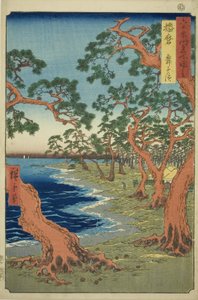 Provincie Harima: Maiko-strand, uit de serie "Beroemde plaatsen in de zestig-odd provincies" door Utagawa Hiroshige