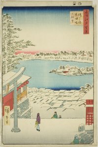 Uitzicht vanaf de Heuveltop van Yushima Tenjin Schrijn (Yushima Tenjin sakaue tenbo), uit de serie "Honderd Beroemde Zichten van Edo (Meisho Edo hyakkei)"