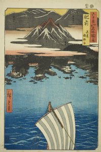 Hizen Provincie: Berg Inasa in Nagasaki (Hizen, Nagasaki Inasayama), uit de serie "Beroemde Plaatsen in de Zestig-odd Provincies (Rokujuyoshu meisho zue)" door Utagawa Hiroshige