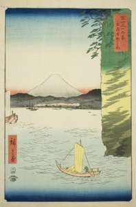 Honmoku in de provincie Musashi, uit de serie "Zesendertig gezichten op de berg Fuji" door Utagawa Hiroshige