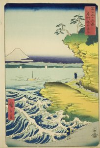 Hota Strand in de provincie Awa (Boshu Hota no kaigan), uit de serie "Zesendertig Zichten op de Fuji (Fuji sanjurokkei)" door Utagawa Hiroshige