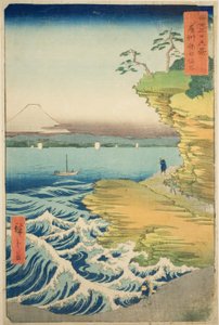 Hota Strand in de Awa Provincie, uit de serie "Zesendertig Zichten op de Berg Fuji" door Utagawa Hiroshige