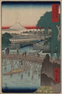 Ichikobu-brug Uit de serie 36 Zichten op de berg Fuji door Utagawa Hiroshige