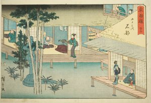 Ishibe—Nr. 52, uit de serie "Drieënvijftig Stations van de Tokaido (Tokaido gojusan tsugi)," ook bekend als de Reisho Tokaido