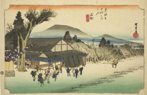 Ishibe: Megawa Village, uit de serie "Drieënvijftig Stations van de Tokaido" door Utagawa Hiroshige