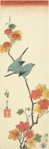 Japanse Witoogjes op een Esdoorn Tak, 1854