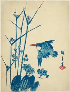 IJsvogel en Monochoria door Utagawa Hiroshige