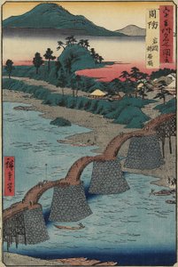 Kintai-brug in Iwakuni, Suo_ provincie, december 1853