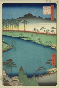 Kumano Junisha-schrijn in Tsunohazu, bekend als Juniso, uit de serie "Honderd beroemde uitzichten van Edo" door Utagawa Hiroshige