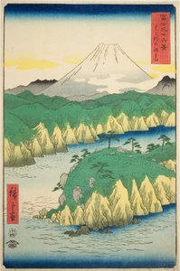 Meer bij Hakone (Hakone no kosui), uit de serie "Zesendertig gezichten op de berg Fuji (Fuji sanjurokkei)" door Utagawa Hiroshige