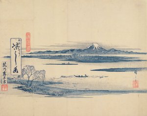 Landschapszicht op Fuji door Utagawa Hiroshige