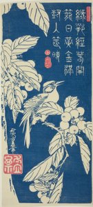 Loquat en vogel door Utagawa Hiroshige