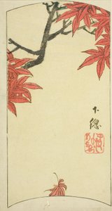 Esdoornbladeren in de provincie Shimosa (detail) door Utagawa Hiroshige