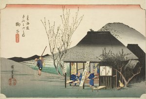 Mariko: Beroemde Theewinkel, uit de serie "Drieënvijftig Stations van de Tokaido-weg" door Utagawa Hiroshige