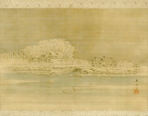Matsuchiyama aan de Sumida-rivier door Utagawa Hiroshige