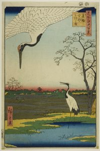 Minowa, Kanasugi, Mikawashima, uit de serie "Honderd beroemde vergezichten van Edo (Meisho Edo hyakkei)".
