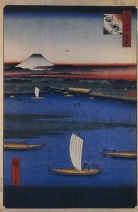 Mitsumata Wakarenofuchi Honderd Beroemde Zichten van Edo, 1856-1858 door Utagawa Hiroshige