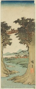 Apenbrug door Utagawa Hiroshige