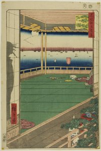 Maanuitkijkpunt (Tsuki no misaki), uit de serie "Honderd beroemde vergezichten van Edo (Meisho Edo hyakkei)".