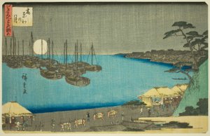 Maan bij Takanawa (Takanawa no tsuki), uit de serie "Drie Uitzichten van Beroemde Plaatsen in Edo (Edo meisho mittsu no nagame)"