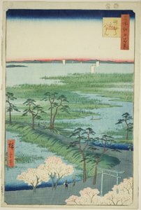 Moto-Hachiman Heiligdom, Sunamura (Sunamura Moto-Hachiman), uit de serie "Honderd Beroemde Zichten van Edo (Meisho Edo hyakkei)"