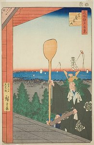 Mount Atago, Shiba (Shiba Atagoyama), nr.21 uit de serie "Honderd beroemde vergezichten van Edo (Meisho Edo hyakkei)". door Utagawa Hiroshige
