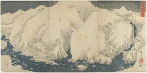 Berg en rivier bij Kiso-pas, augustus 1857