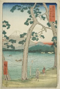 Berg Fuji gezien vanaf de linkerkant op de Tokaido (Tokaido hidari Fuji), uit de serie 