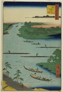 De monding van de Nakawaga-rivier (Nakagawaguchi), uit de serie "One Hundred Famous Views of Edo (Meisho Edo hyakkei)".