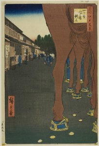 Naito Shinjuku bij Yotsuya (Yotsuya Naito Shinjuku), uit de serie "One Hundred Famous Views of Edo (Meisho Edo hyakkei)". door Utagawa Hiroshige