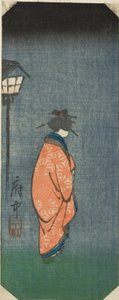 Nichomachi in Fuchu, sectie van blad nr. 6 uit de serie "Afbeeldingen van de Drieënvijftig Stations van de Tokaido (Tokaido gojusan tsugi zue)" door Utagawa Hiroshige